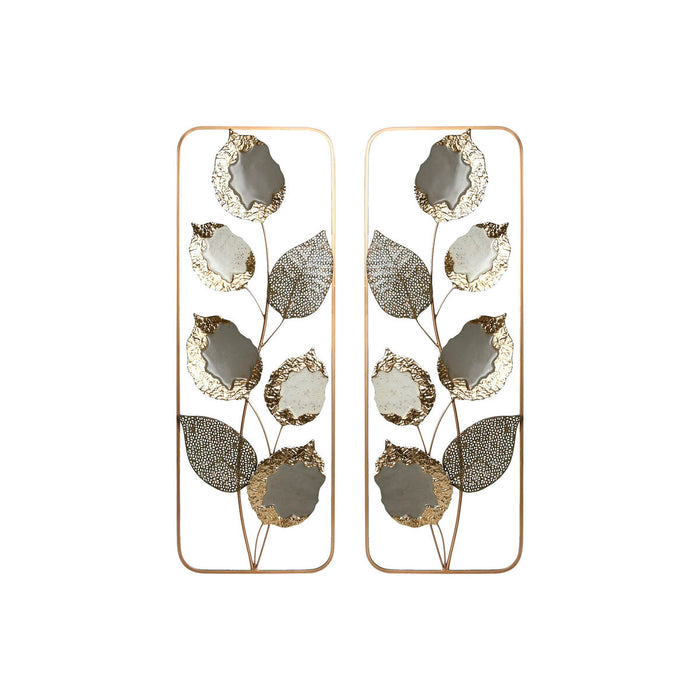 Wall Decoration Home ESPRIT Grey Golden Modern Flower 31 x 2,5 x 89,5 cm (2 Units)