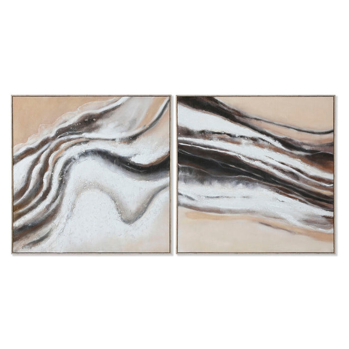 Painting Home ESPRIT White Beige Abstract Modern 102 x 3,2 x 102 cm (2 Units)