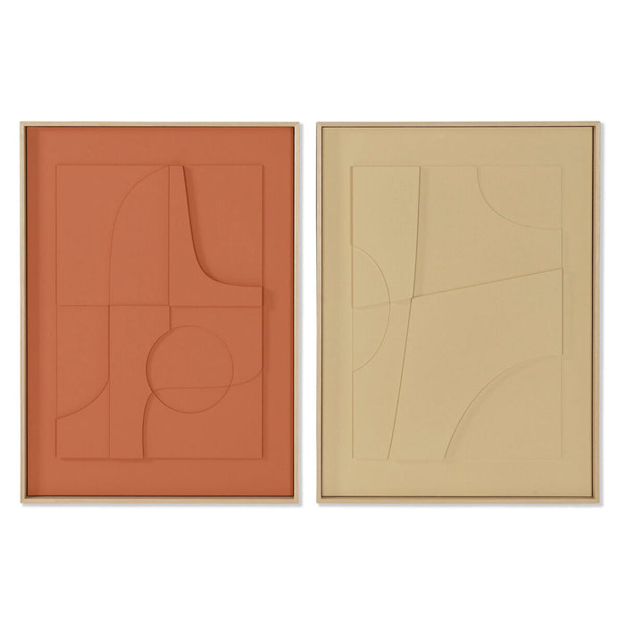 Painting Home ESPRIT Mustard Terracotta Abstract Urban 55 x 4 x 75 cm (2 Units)