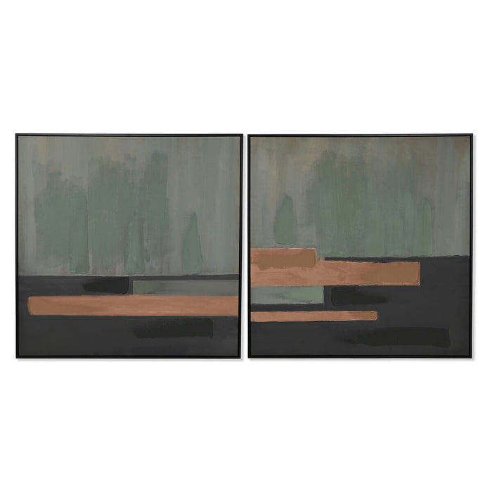 Painting Home ESPRIT Black Green Modern Urban 100 x 4 x 100 cm (2 Units)