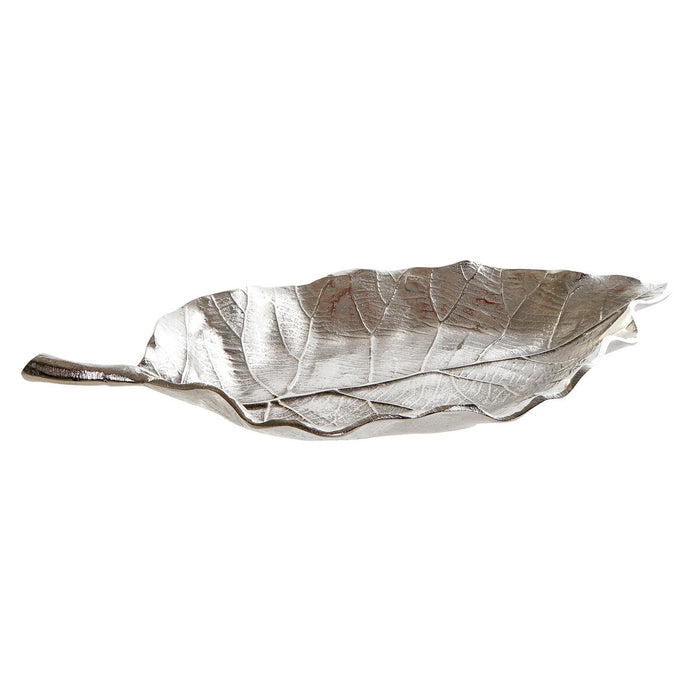 Centerpiece Home ESPRIT Silver Aluminium Leaf of a plant 37 X 18 X 4 cm