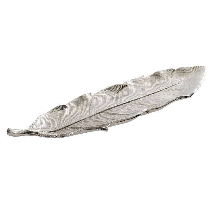 Centerpiece Home ESPRIT Silver Aluminium Modern Leaf of a plant 40 x 9,5 x 1,5 cm