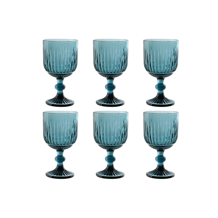 Set of cups Home ESPRIT Blue Crystal 8,8 x 8,8 x 16,3 cm (6 Units)