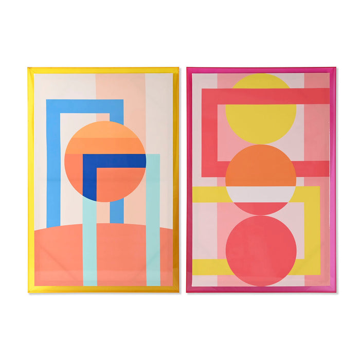 Painting Home ESPRIT Yellow Pink Modern Urban 80 x 3,3 x 120 cm (2 Units)