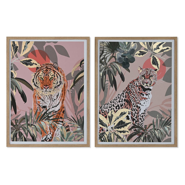 Painting Home ESPRIT Red Green Colonial Golden Jungle 45 x 2,5 x 60 cm (2 Units)