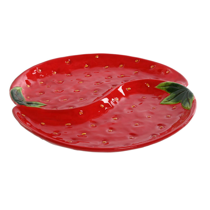 Plate Home ESPRIT Red Stoneware 32 x 31 x 3,5 cm