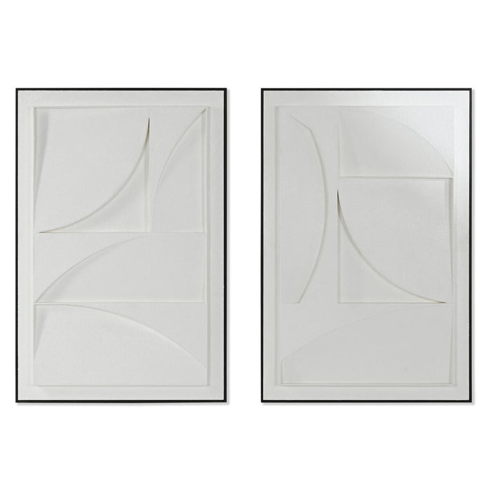 Painting Home ESPRIT White Black Abstract Urban 60 x 6,5 x 90 cm (2 Units)