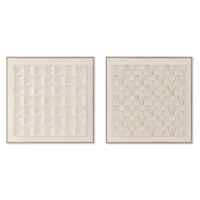 Painting Home ESPRIT Beige Geometric Modern 60 x 7 x 60 cm (2 Units)