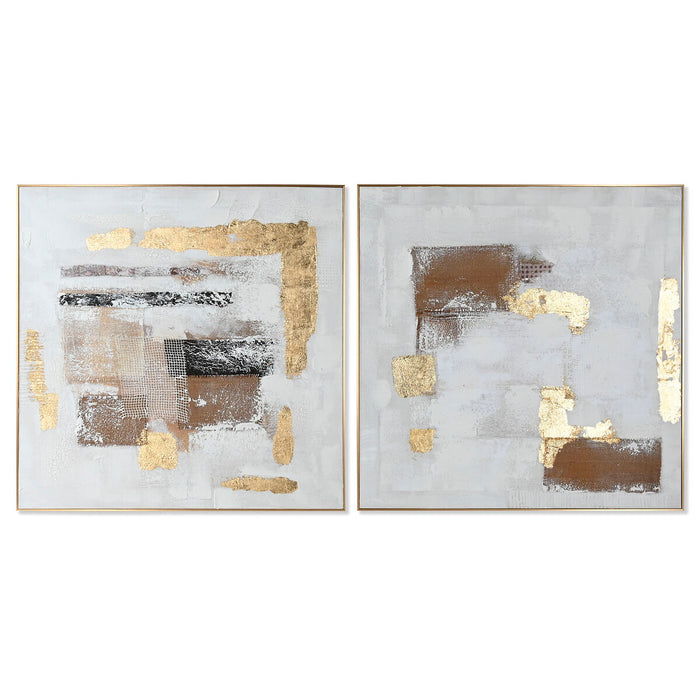 Canvas Home ESPRIT White Golden polystyrene Canvas Abstract 101,5 x 4 x 101,5 cm (2 Units)