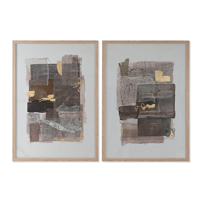 Canvas Home ESPRIT Brown Beige polystyrene plexiglas Abstract Urban 74 x 4,5 x 104 cm (2 Units)