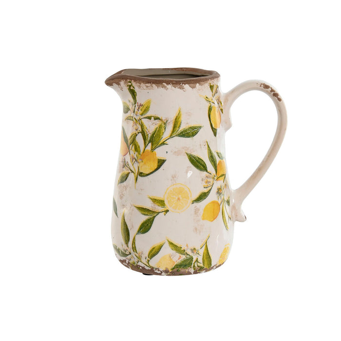 Jug Home ESPRIT White Brown Stoneware Lemon Shabby Chic