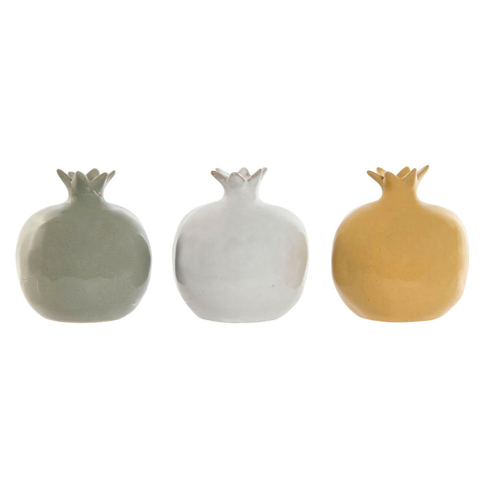 Decorative Figure Home ESPRIT White Green Mustard Modern 13,5 x 13,5 x 15 cm (3 Units)