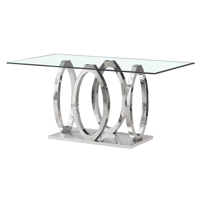 Dining Table Home ESPRIT Steel Tempered Glass 160 x 90 x 76 cm