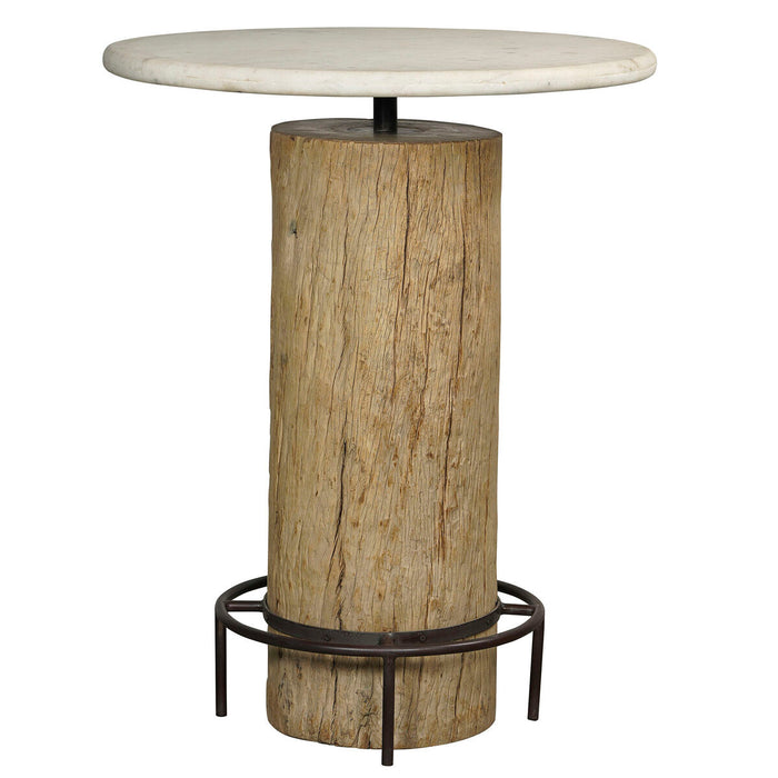 Table Home ESPRIT White Natural Marble Teak 90 x 90 x 114 cm