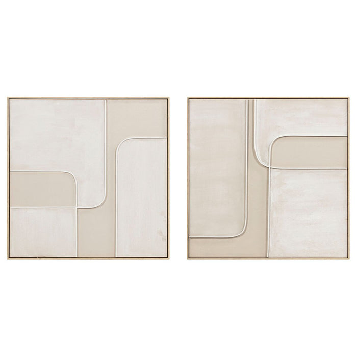 Painting Home ESPRIT White Beige Abstract Urban 92 x 4,5 x 92 cm (2 Units)