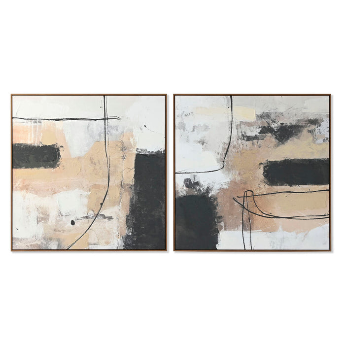 Painting Home ESPRIT Black Golden Abstract Urban 100 x 4 x 100 cm (2 Units)