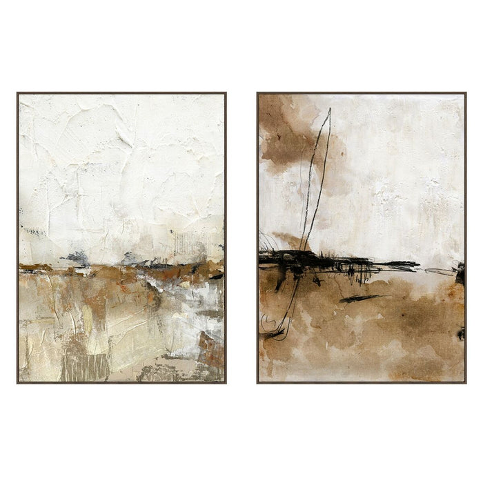 Canvas Home ESPRIT White Brown Beige Abstract Modern 103 x 4,5 x 143 cm (2 Units)