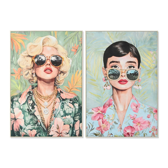 Canvas Home ESPRIT Blue Green 82,5 x 3,5 x 122,5 cm (2 Units)