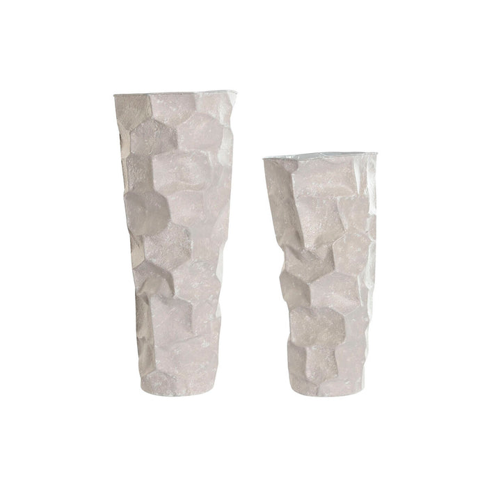 Set of 2 Vases Home ESPRIT Beige Metal Modern 20 x 20 x 48 cm 19 x 19 x 48 cm (2 Pieces)