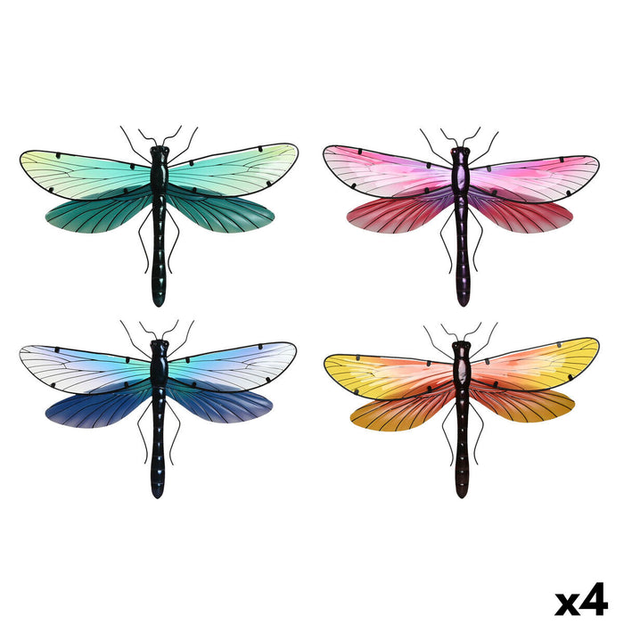 Wall Decoration Home ESPRIT Yellow Blue Green Lilac Shabby Chic Dragonfly 46 x 1 x 31 cm (4 Units)