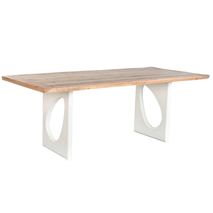 Dining Table Home ESPRIT White Natural Recycled Wood Mango wood 200 x 100 x 77 cm 200,5 x 100,5 x 77 cm