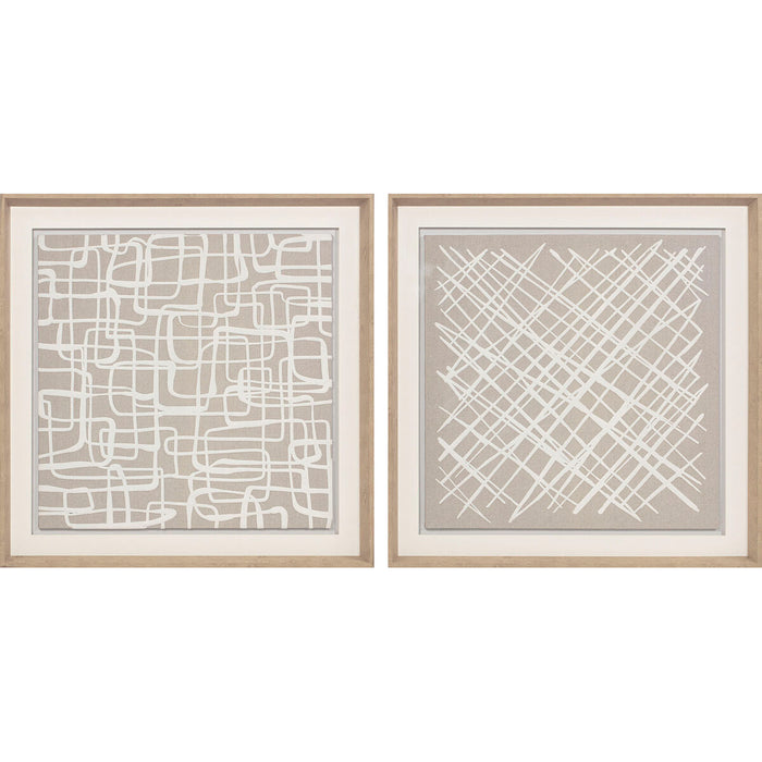 Painting Home ESPRIT White Beige Abstract Urban 80 x 5 x 80 cm (2 Units)