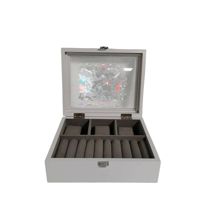 Jewelry box Home ESPRIT White Grey MDF Wood 22 X 19 X 7.5 CM
