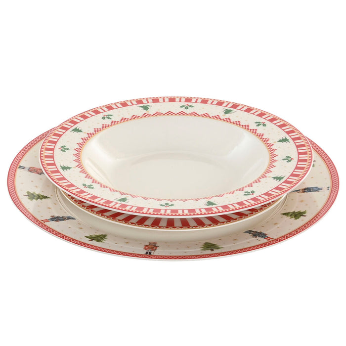 Tableware Home ESPRIT White Red Green Porcelain Christmas 18 Pieces