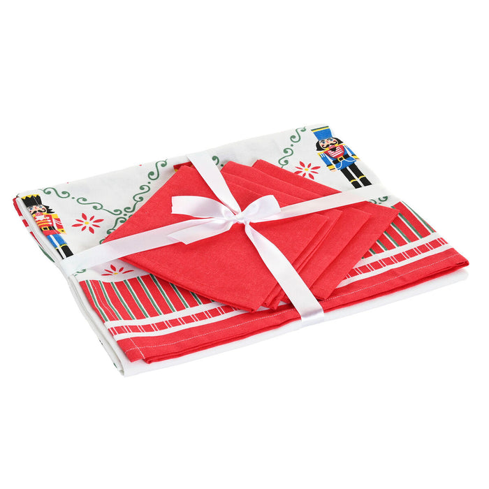 Stain-proof resined tablecloth Home ESPRIT Red Green Beige (5 Pieces)