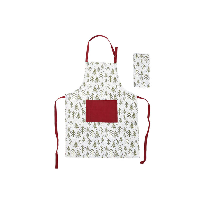 Apron Home ESPRIT White Red Green Beige 60 x 0,2 x 80 cm (2 Units)