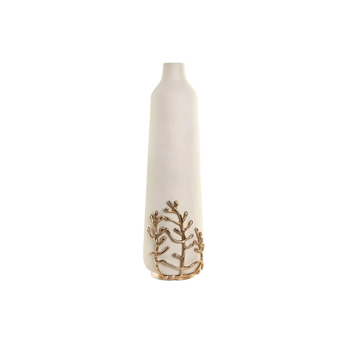 Vase Home ESPRIT White Golden Aluminium Modern 15 x 15 x 52 cm