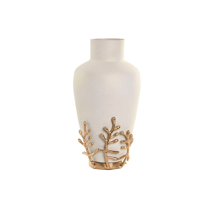 Vase Home ESPRIT White Golden Aluminium Modern 16 x 16 x 31 cm