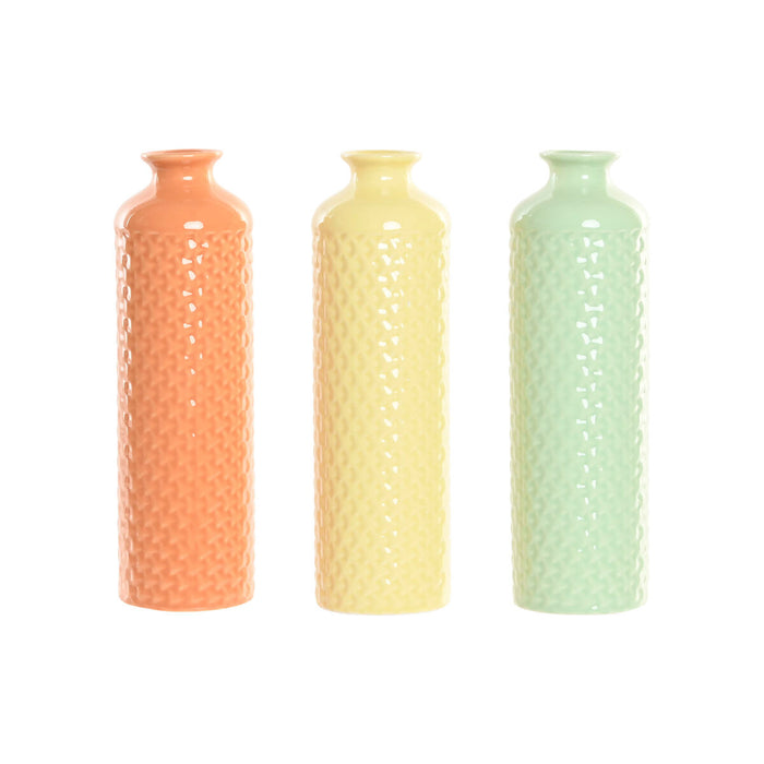 Vase Home ESPRIT Green Beige Terracotta Dolomite 9 x 9 x 30 cm (3 Units)