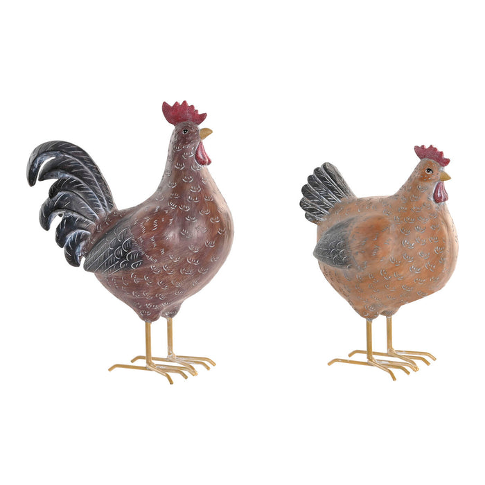 Decorative Figure Home ESPRIT Brown Light brown Chicken 24,5 X 12 X 29 CM (2 Units)
