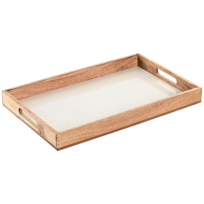 Tray Home ESPRIT White Natural Mango wood 43,5 X 27 X 4,5 CM