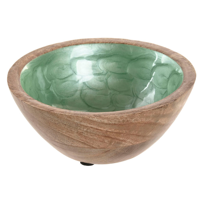 Snack Bowl Home ESPRIT Green Natural Mango wood Modern Lacquered 15 x 15 x 6,5 cm
