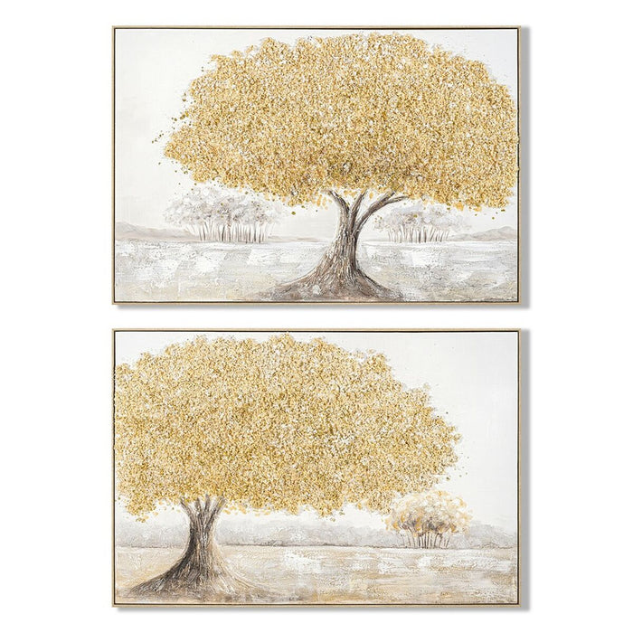 Canvas Home ESPRIT Grey Golden Tree Traditional (2 Units)