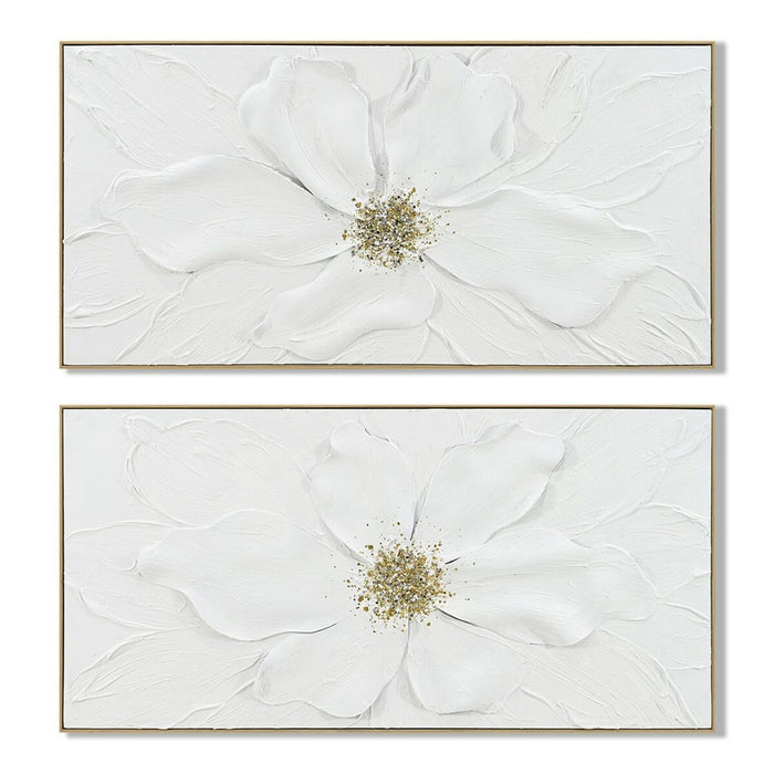 Canvas Home ESPRIT White Golden Flower Shabby Chic 142 X 4,5 X 72 CM (2 Units)