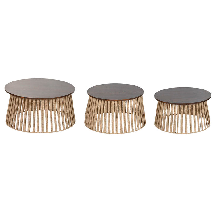Set of 3 tables Home ESPRIT Brown 66 X 66 X 34 CM (3 Units)