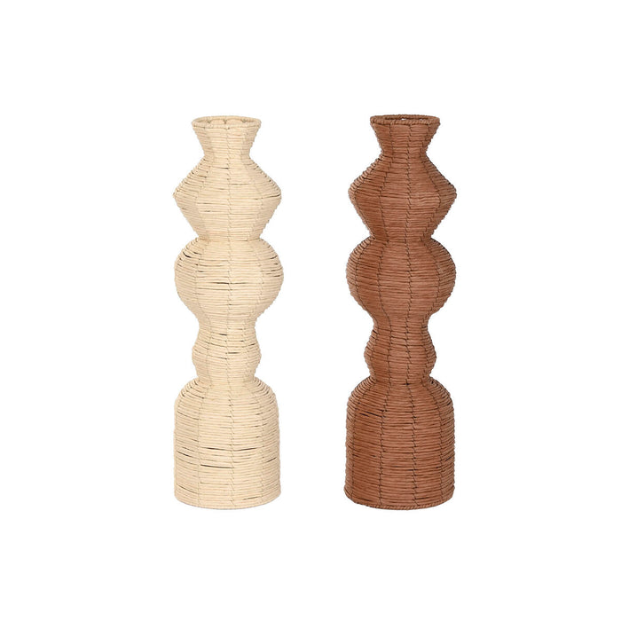 Vase Home ESPRIT Brown Natural Urban 20 x 20 x 70 cm (2 Units)