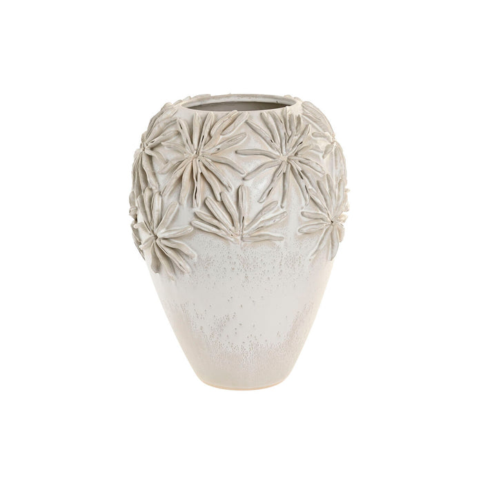 Vase Home ESPRIT White Ceramic Traditional style Leaf of a plant 27 x 27 x 35 cm