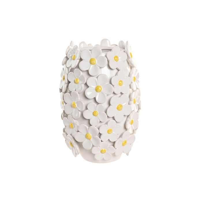 Vase Home ESPRIT Yellow White Ceramic Shabby Chic 18 x 18 x 27 cm