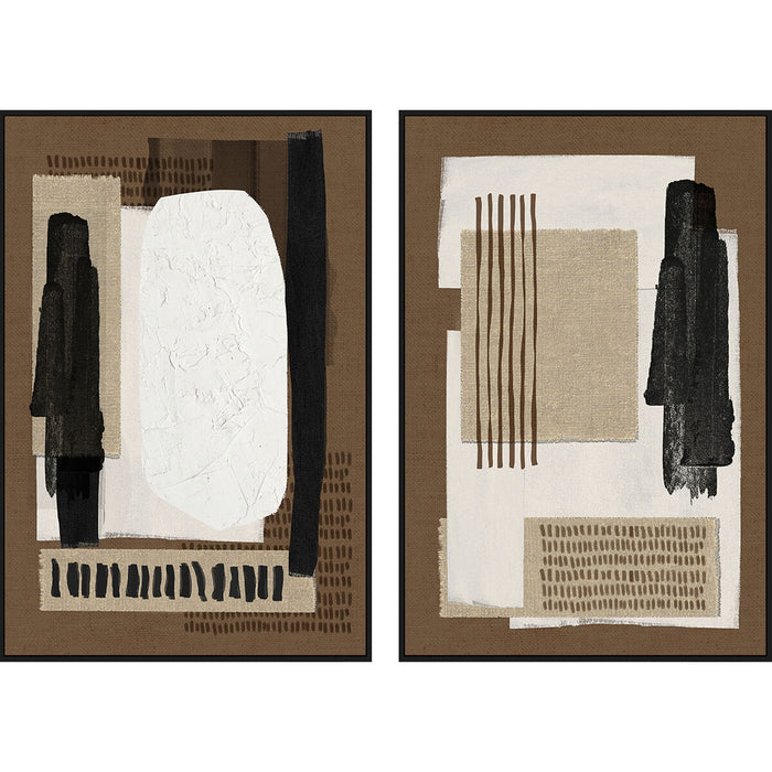 Canvas Home ESPRIT Brown Black Abstract Urban 63 x 4 x 93 cm (2 Units)