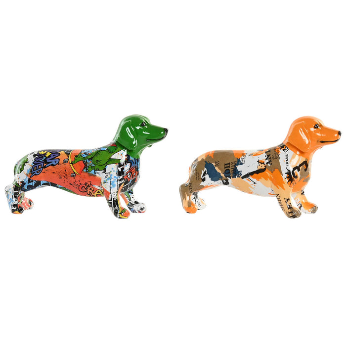 Decorative Figure Home ESPRIT Yellow Green Multicolour Dog 20 X 6 X 11,5 CM (2 Units)