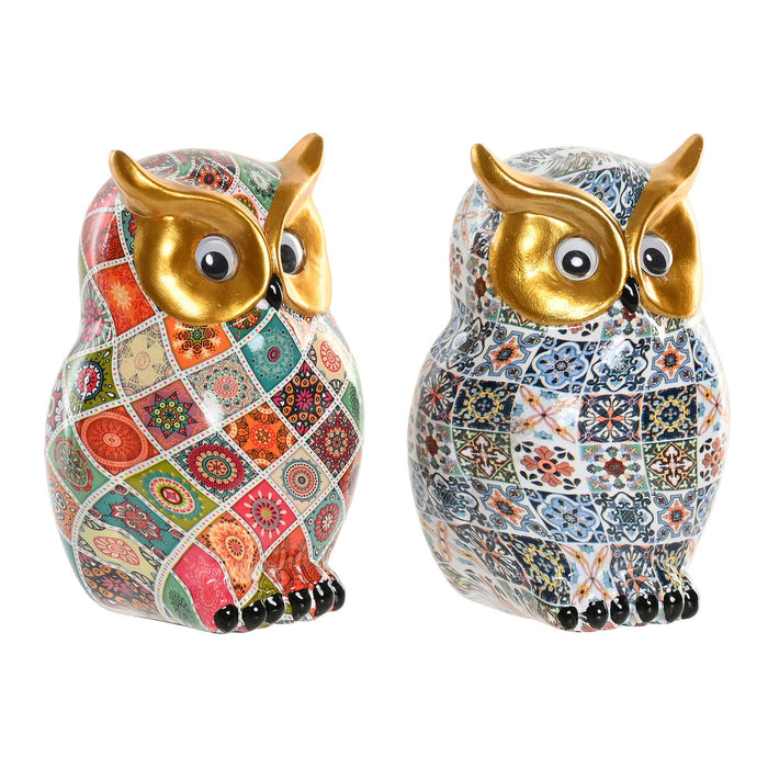 Decorative Figure Home ESPRIT Multicolour Golden Owl Mediterranean (2 Units)