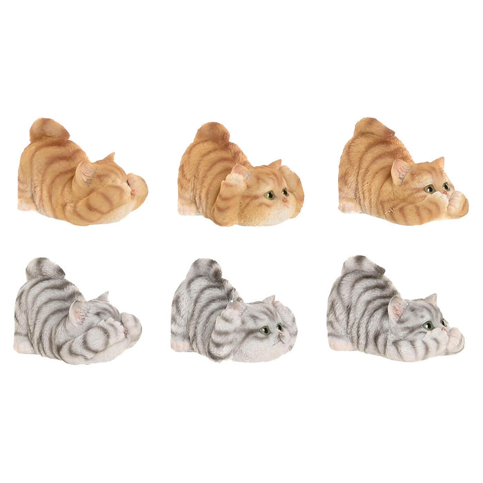 Decorative Figure Home ESPRIT Grey Orange Cats 5 x 9 x 6 cm (6 Units)