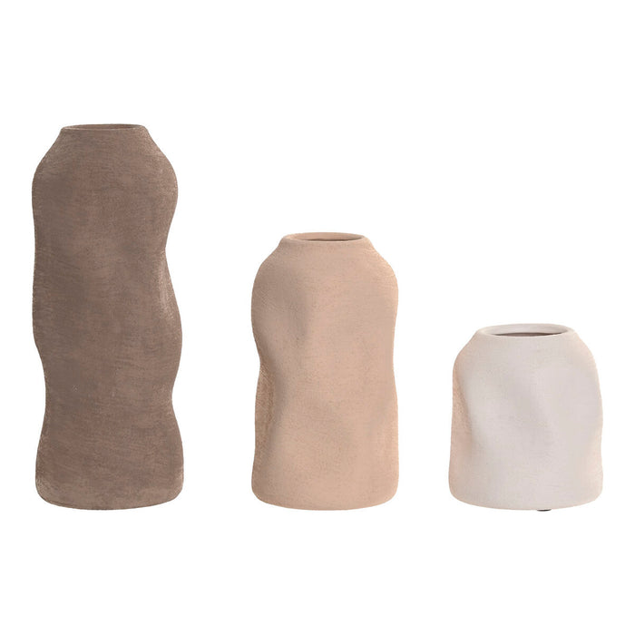 Set of 3 Vases Home ESPRIT Multicolour Stoneware 9 x 9 x 24 cm (3 Pieces)
