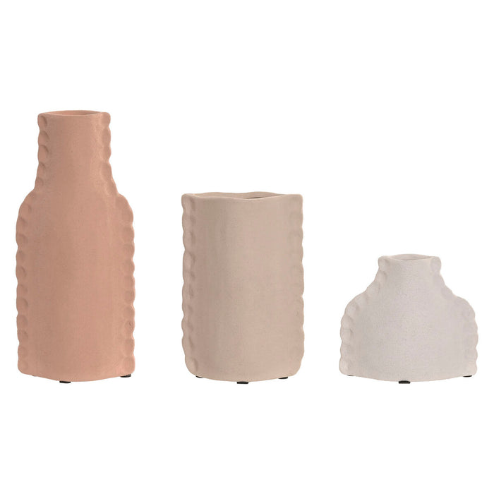 Set of 3 Vases Home ESPRIT Multicolour Stoneware 10 x 7 x 24 cm (3 Pieces)