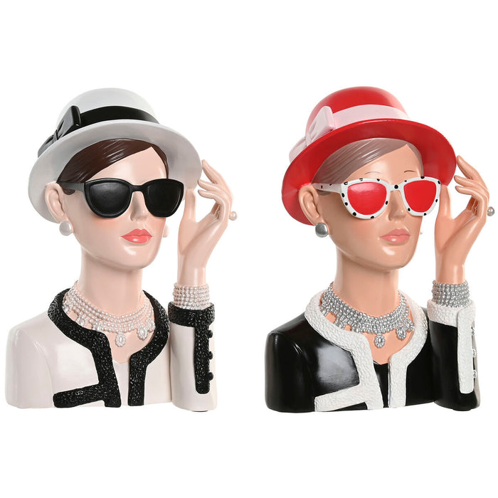 Decorative Figure Home ESPRIT Black Red Lady 17,5 X 14 X 27 CM (2 Units)