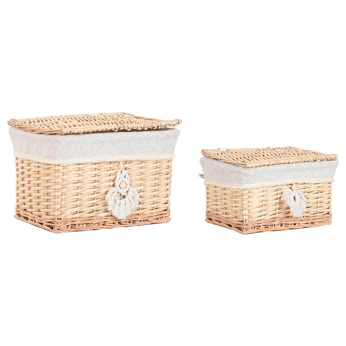 Decorative box Home ESPRIT Natural wicker Boho (2 Pieces)